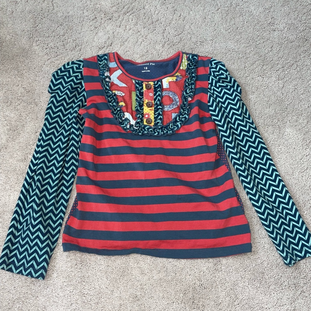 Mustard Pie Long Sleeve Shirt Puff Shoulder Size 12
